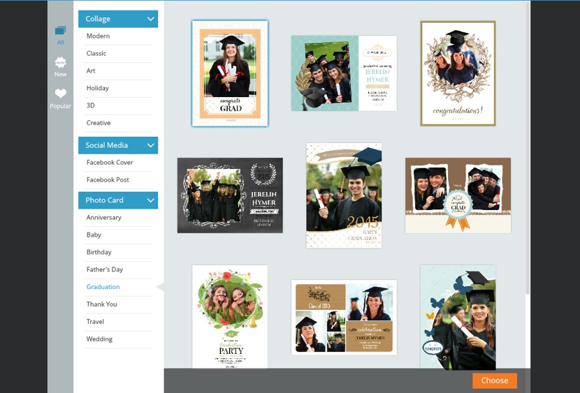 Choose college graduation card template