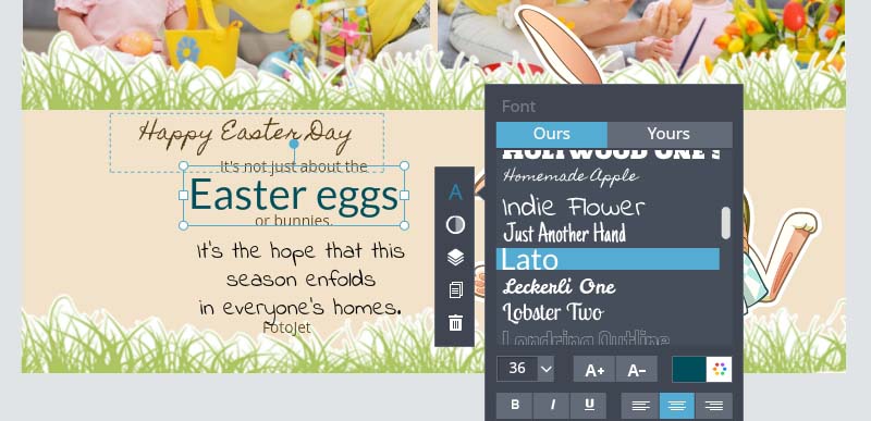 Adjust the text of the Easter Card