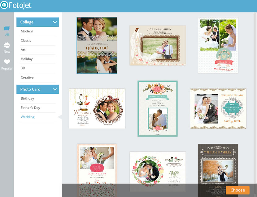 Choose a weding thank you card template