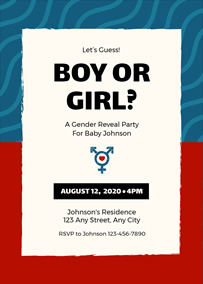 Baby gender reveal invitation