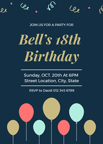 Balloon 18th birthday invitation