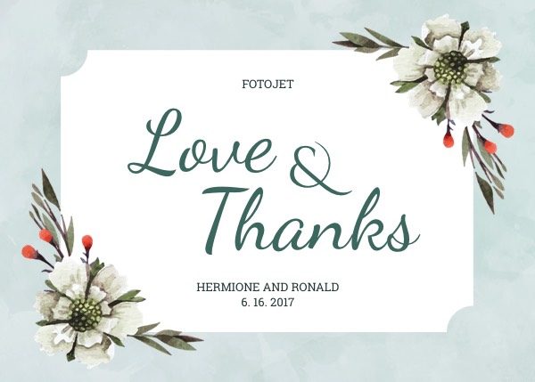 Floral Wedding Thank You Card Template Template FotoJet