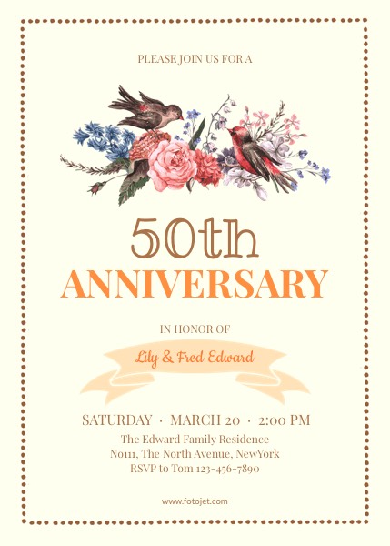  Free  50th  wedding  anniversary  invitations  templates