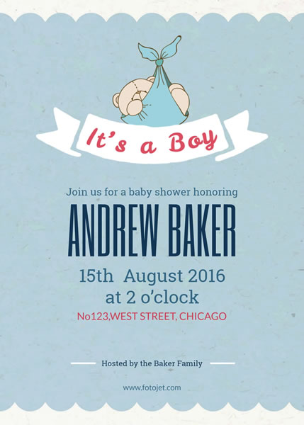 Baby Shower Invitation For Boys Template Fotojet