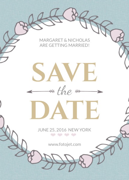 Floral Wedding Save The Date Invitation Template Fotojet