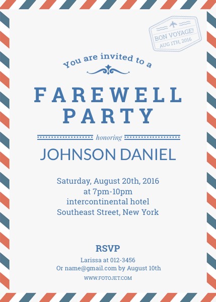 Farewell Party Invitation Template Template | FotoJet