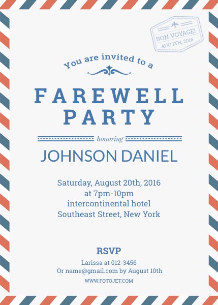 Farewell invitation deals